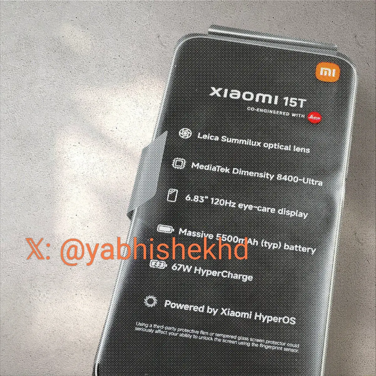 مشخصات اصلی شیائومی 15t
