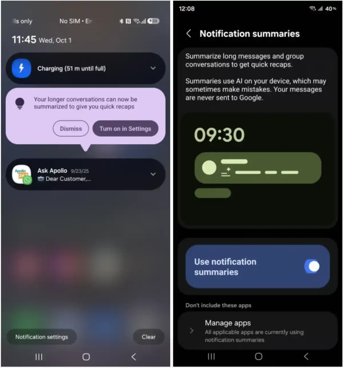 خلاصه اعلان ها در رابط کاربری 8.5 است