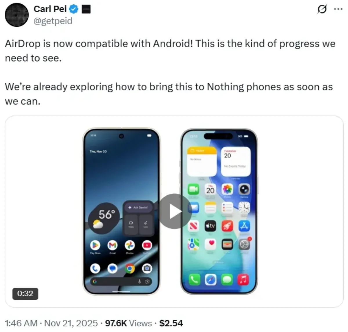 توجه به سازگاری با Apple AirDrop