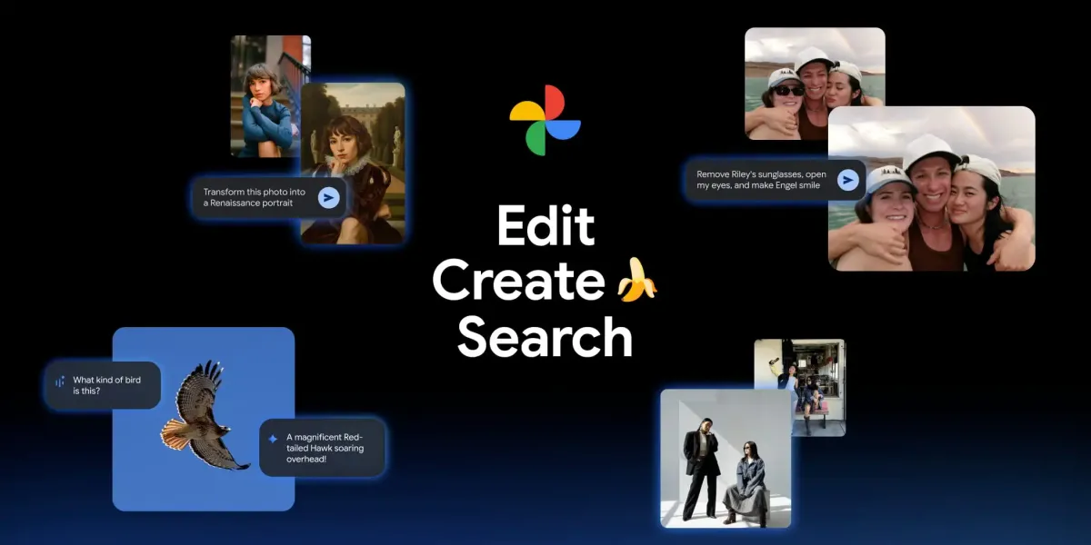 گوگل فوتوز با مدل Nano Banana متحول شد: از ویرایش تصاویر با صدا تا جستجوی هوشمند