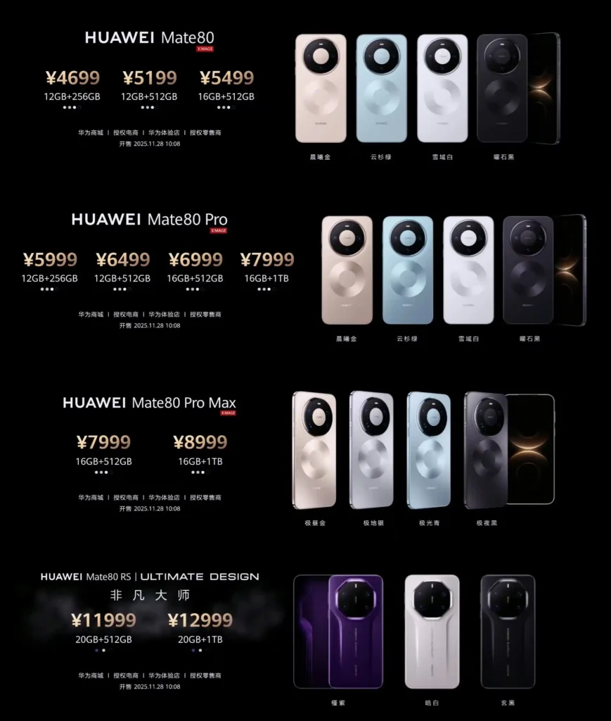 لیست قیمت همه اعضای خانواده هواوی Mate 80