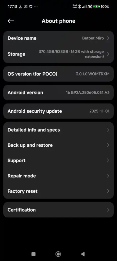 پس از انجام آپدیت HyperOS 3 پوکو F7