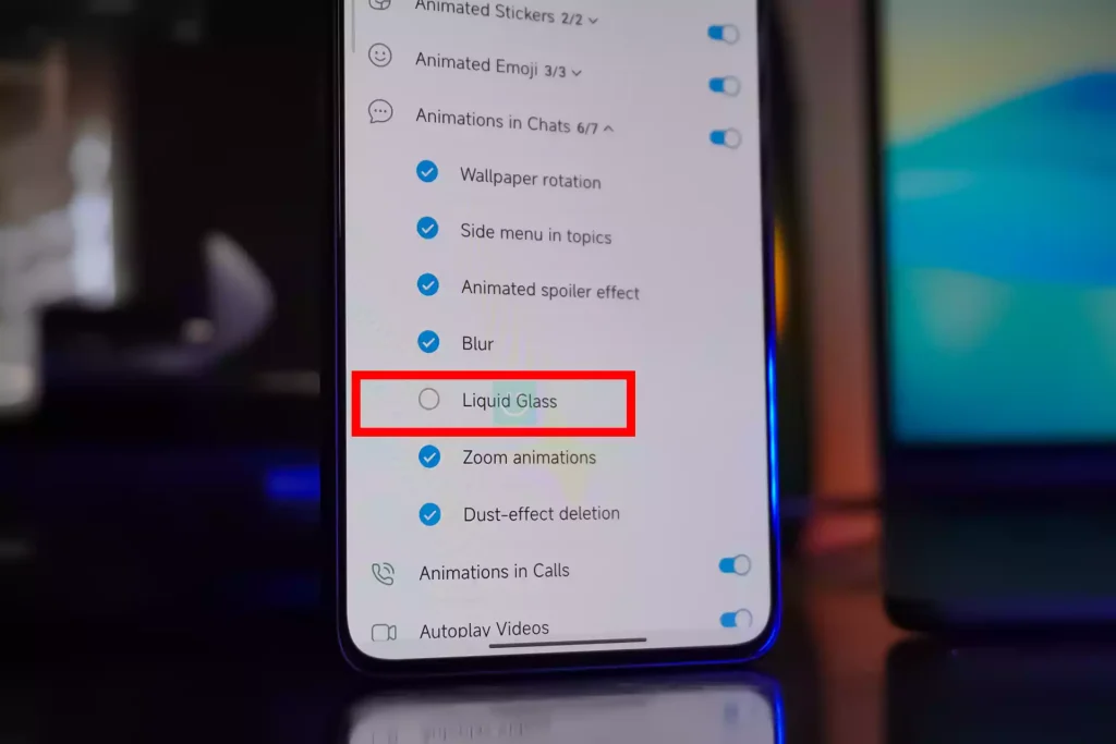 آموزش فعال کردن طراحی Liquid Glass در تلگرام