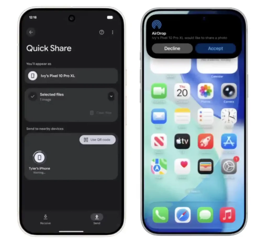 انتقال فایل از اندروید به iOS به توانایی جدید Quick Share