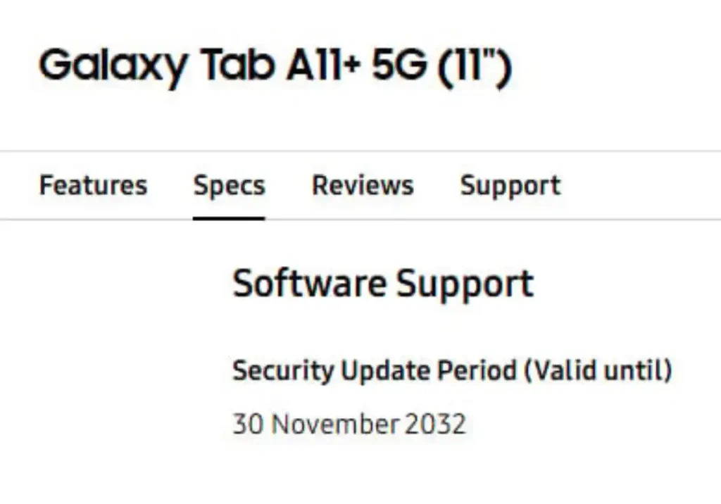 اطلاعات رسمی وب‌سایت سامسونگ