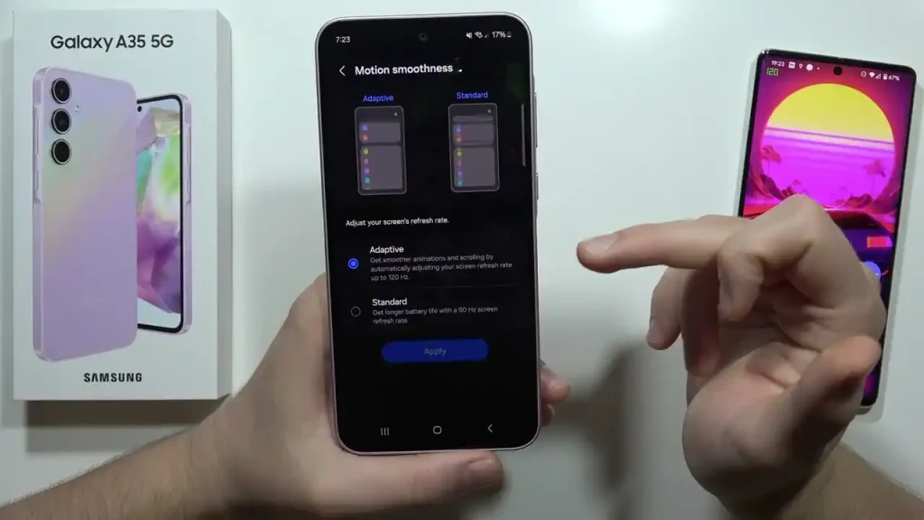 تنظیمات نمایشگر گلکسی A35