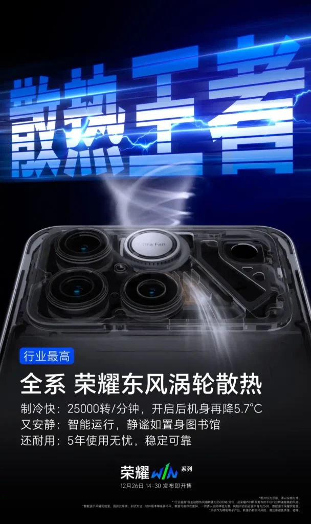 پوستر رسمی معرفی سیستم خنک‌کننده توربینی سری Honor Win با سرعت ۲۵۰۰۰ دور در دقیقه
