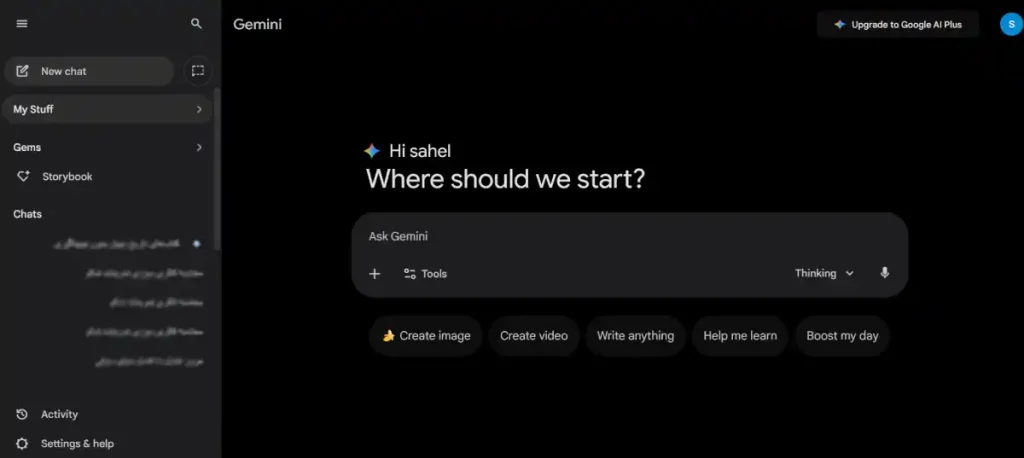 پوشه my stuff اضافه شده به نسخه وب جمنای