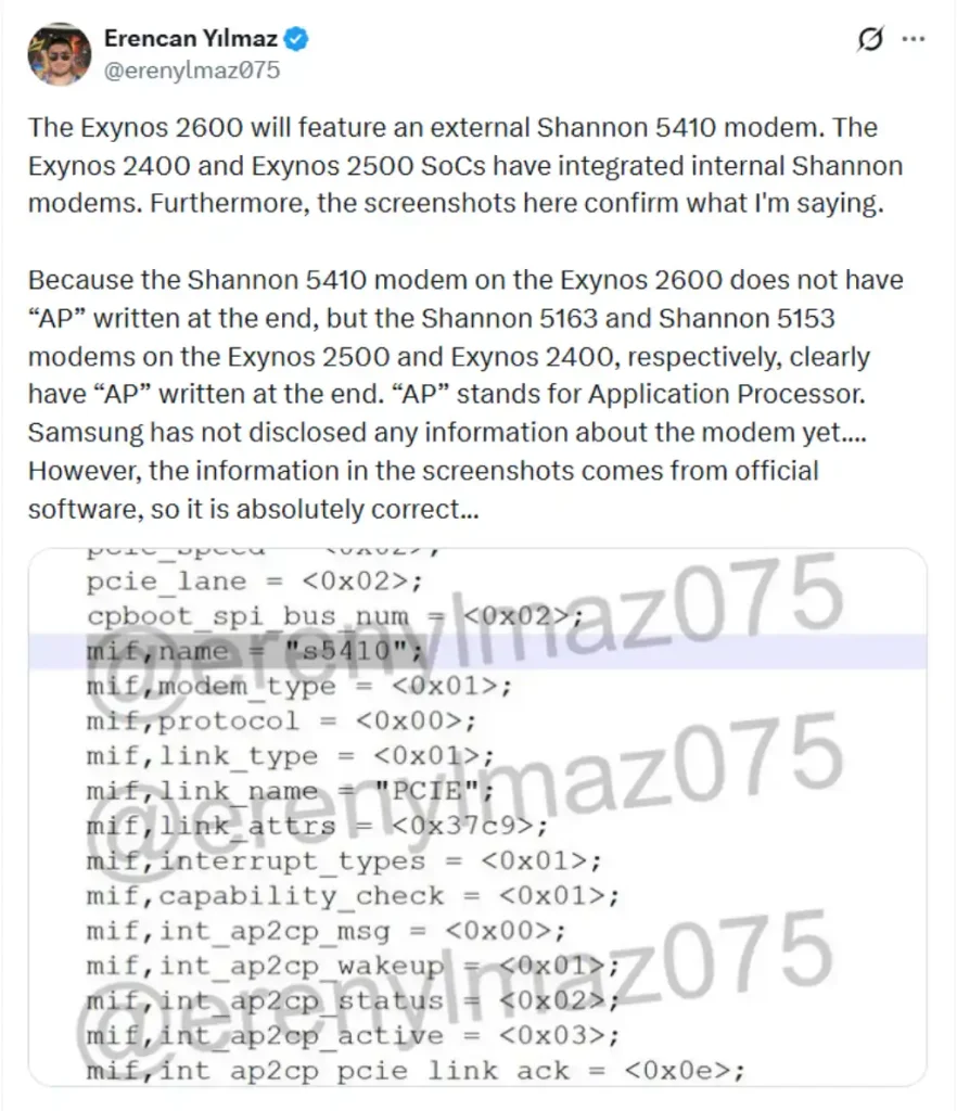 اگزینوس ۲۶۰۰ با مودم اختصاصی و معرفی‌نشده‌ی Shannon 5410 همراه می‌شود