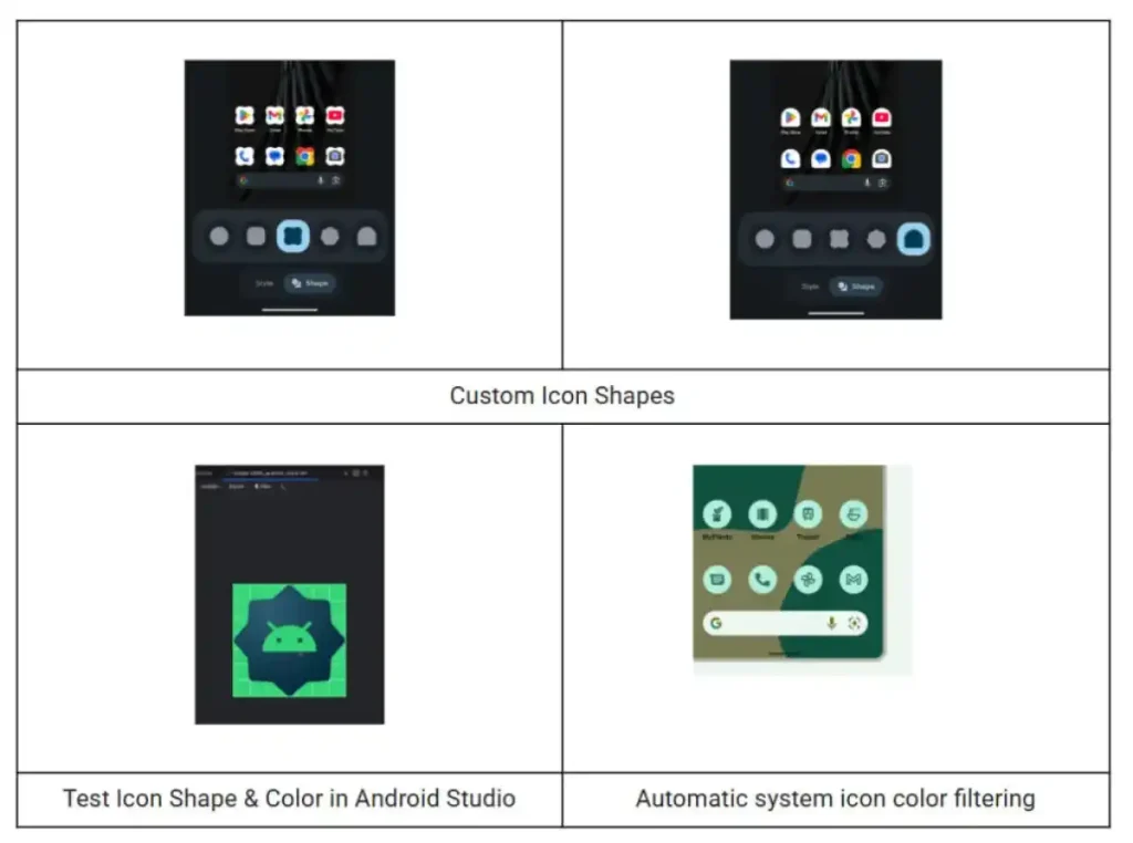 شکل‌های سفارشی آیکون‌ها در اپدیت اندروید ۱۶