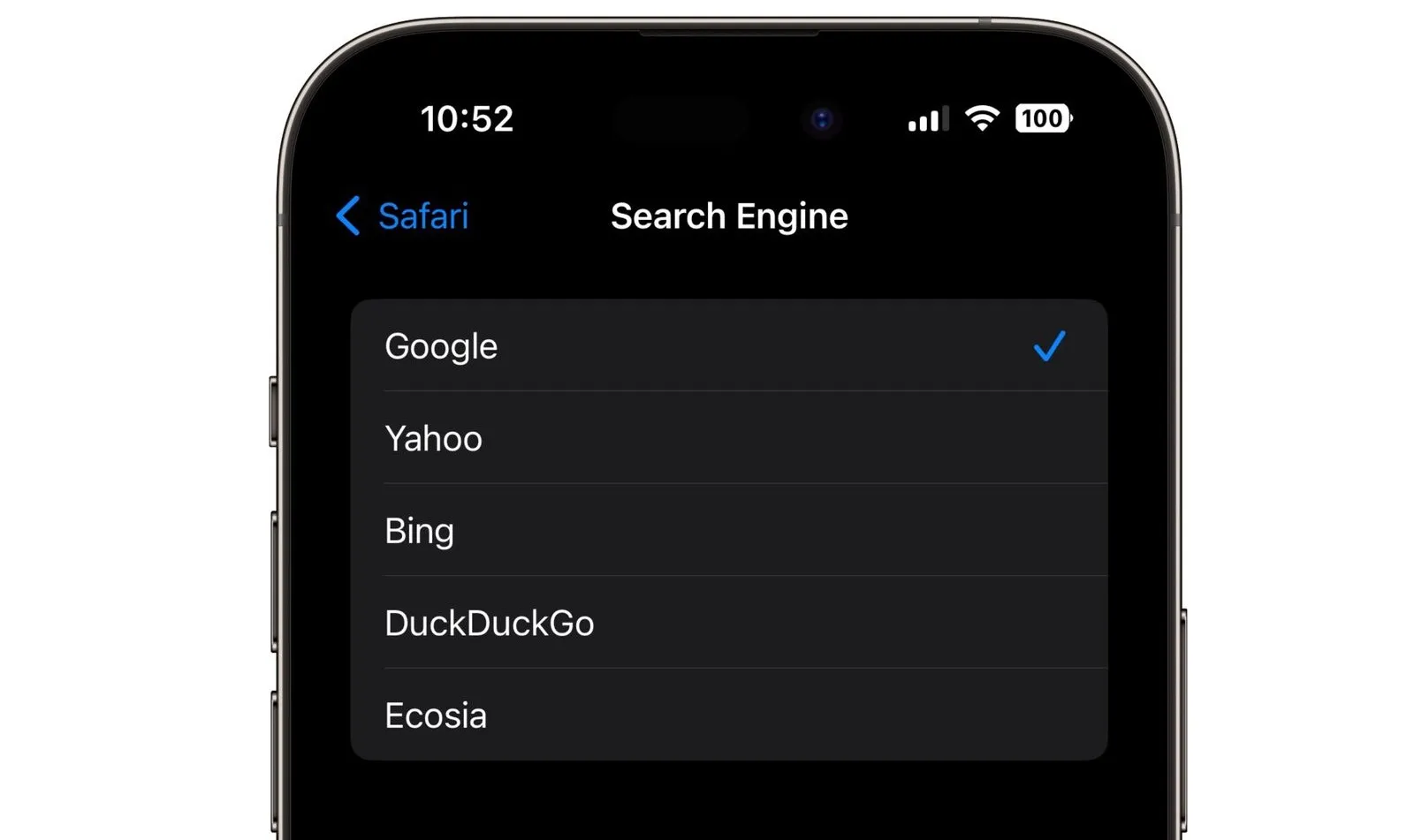 موتور جستجوی پیش‌فرض آیفون