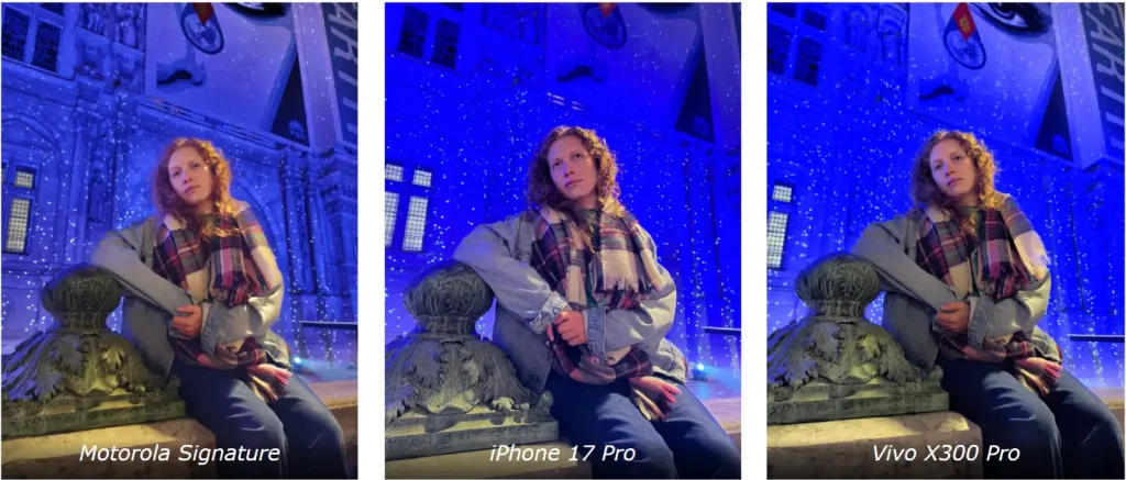 مقایسه کیفیت تصویر موتورولا Signature با رقبا در نور کم