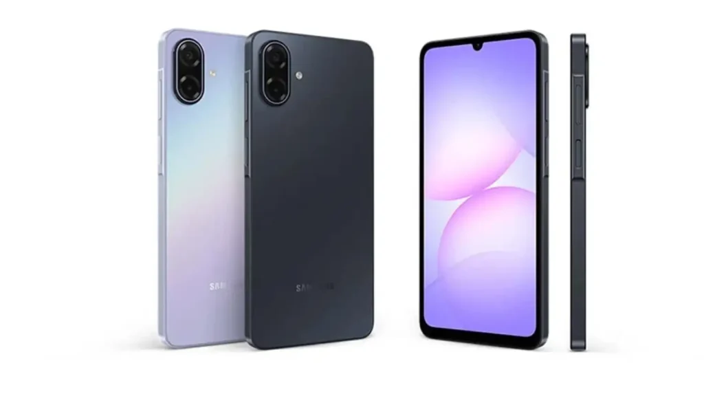 طراحی جدید گلکسی A07 5G سامسونگ در دو رنگ مشکی و بنفش کمرنگ