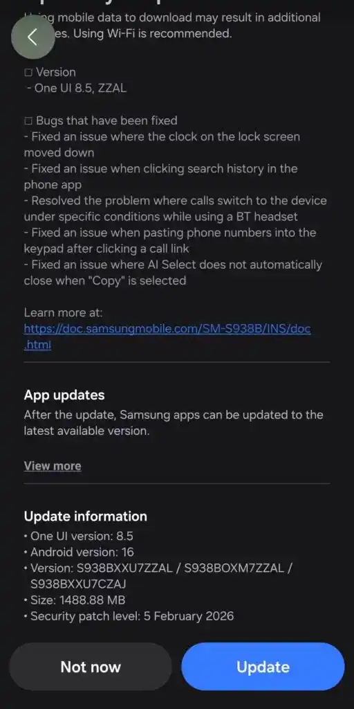 چهارمین بتای One UI 8.5 برای گلکسی S25 منتشر شد.