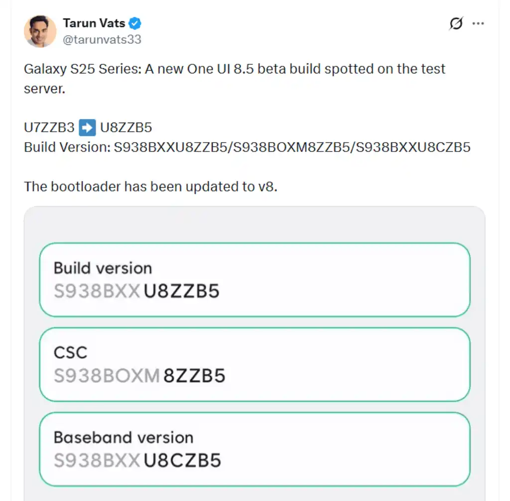 آپدیت One UI 8.5 Beta 5 برای گلکسی S25 در راه است.
