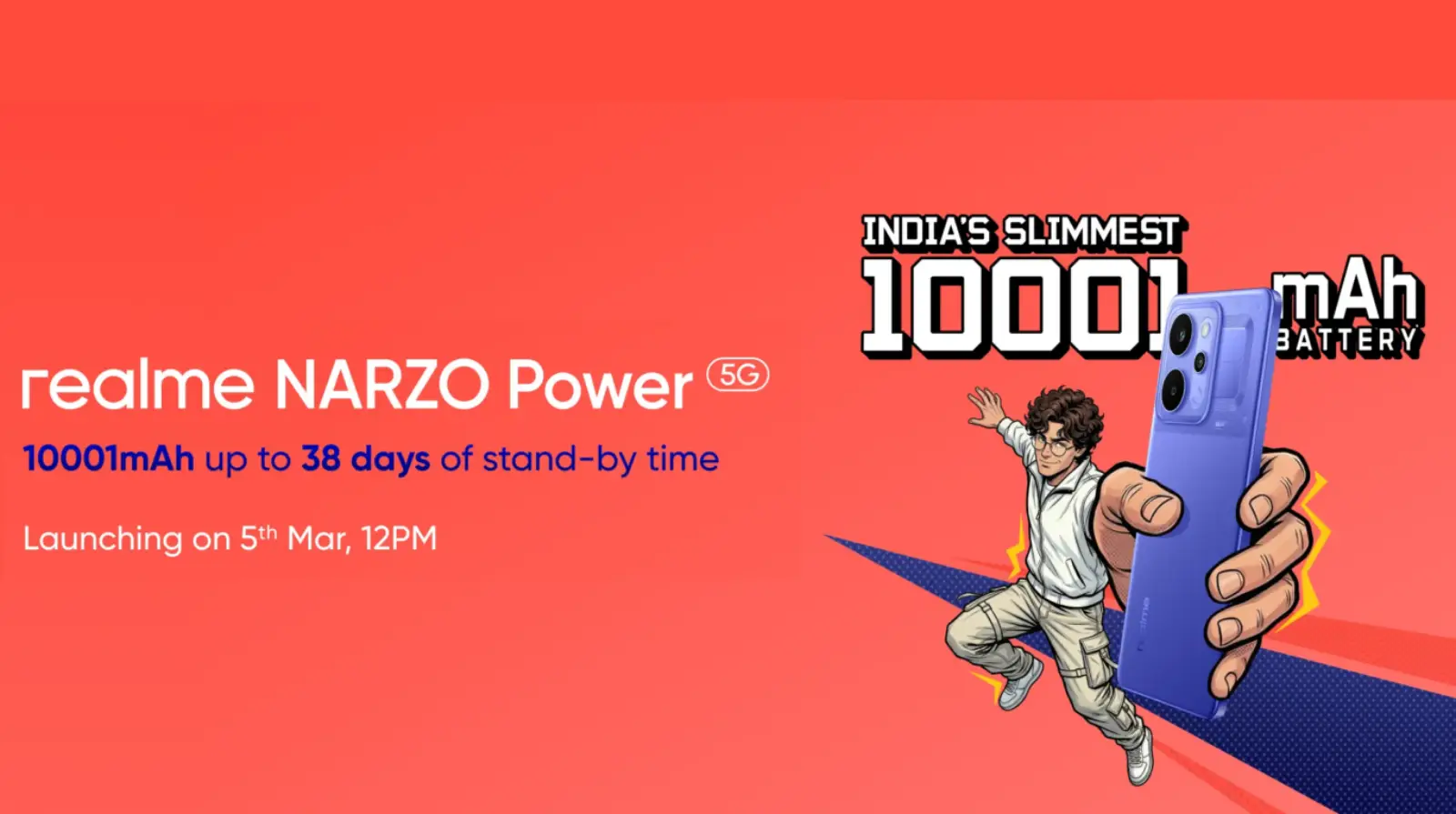 تاریخ معرفی ریلمی Narzo پاور 5G اعلام شد؛ باتری ۱۰ هزار میلی‌آمپری و نمایشگر ۱۴۴ هرتز
