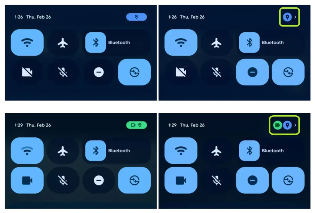 تغییر طراحی نشانگرهای حریم خصوصی (Privacy Indicators)
