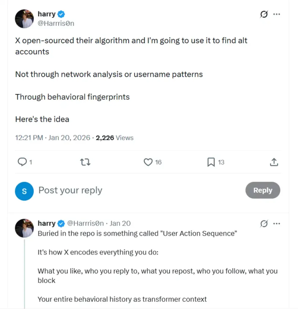 تحلیل کدهای متنباز ایکس و کشف «توالی اقدام کاربر»