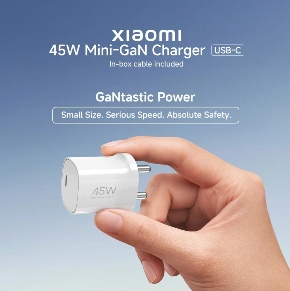 رونمایی از شارژر مینی GaN شیائومی با توان ۴۵ وات و ابعاد جیبی