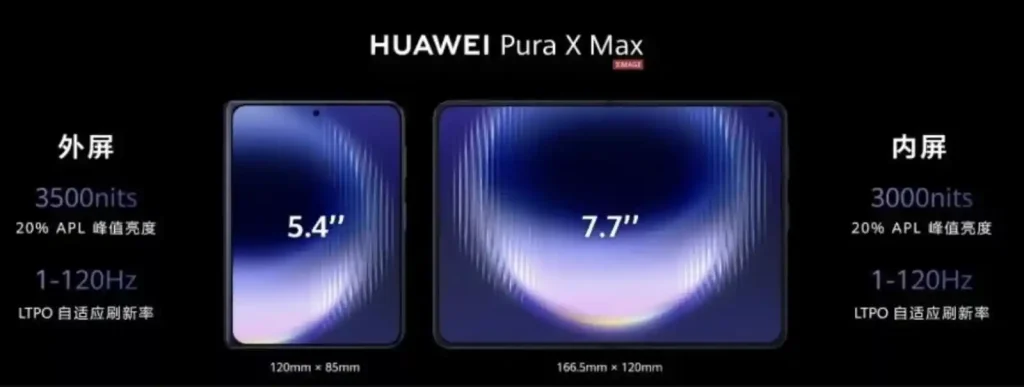 مشخصات نمایشگر بیرون و داخلی Huawei Pura X Max
