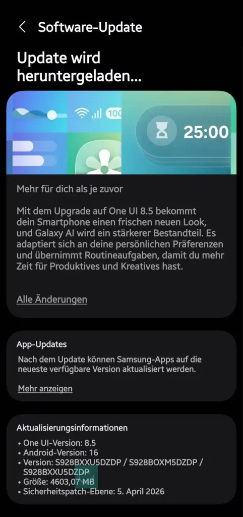 اسکرین شات آپدیت One UI 8.5 گلکسی S24 اولترا