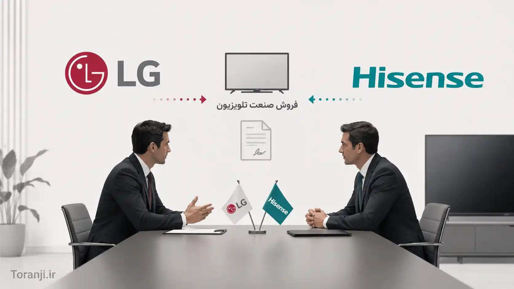 فروش بخش تلویزیون ال جی به هایسنس (تصویر ساخته شده با هوش مصنوعی)