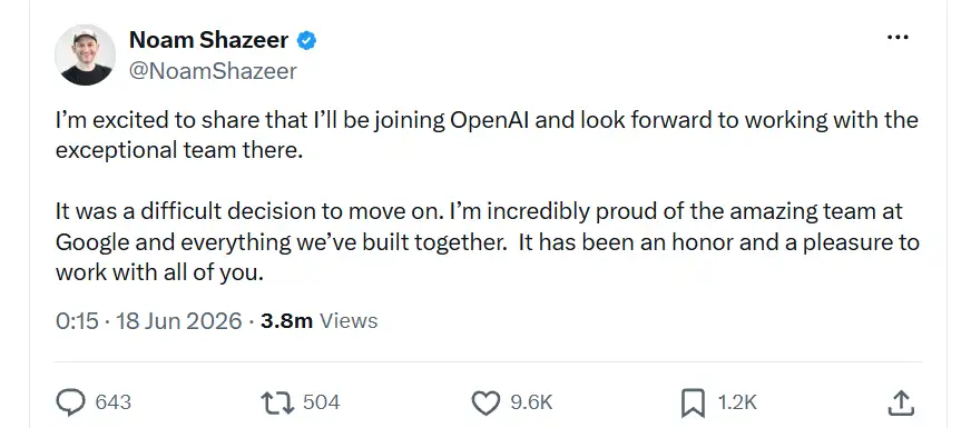 OpenAI یکی از چهرههای کلیدی جمینای گوگل را جذب کرد.