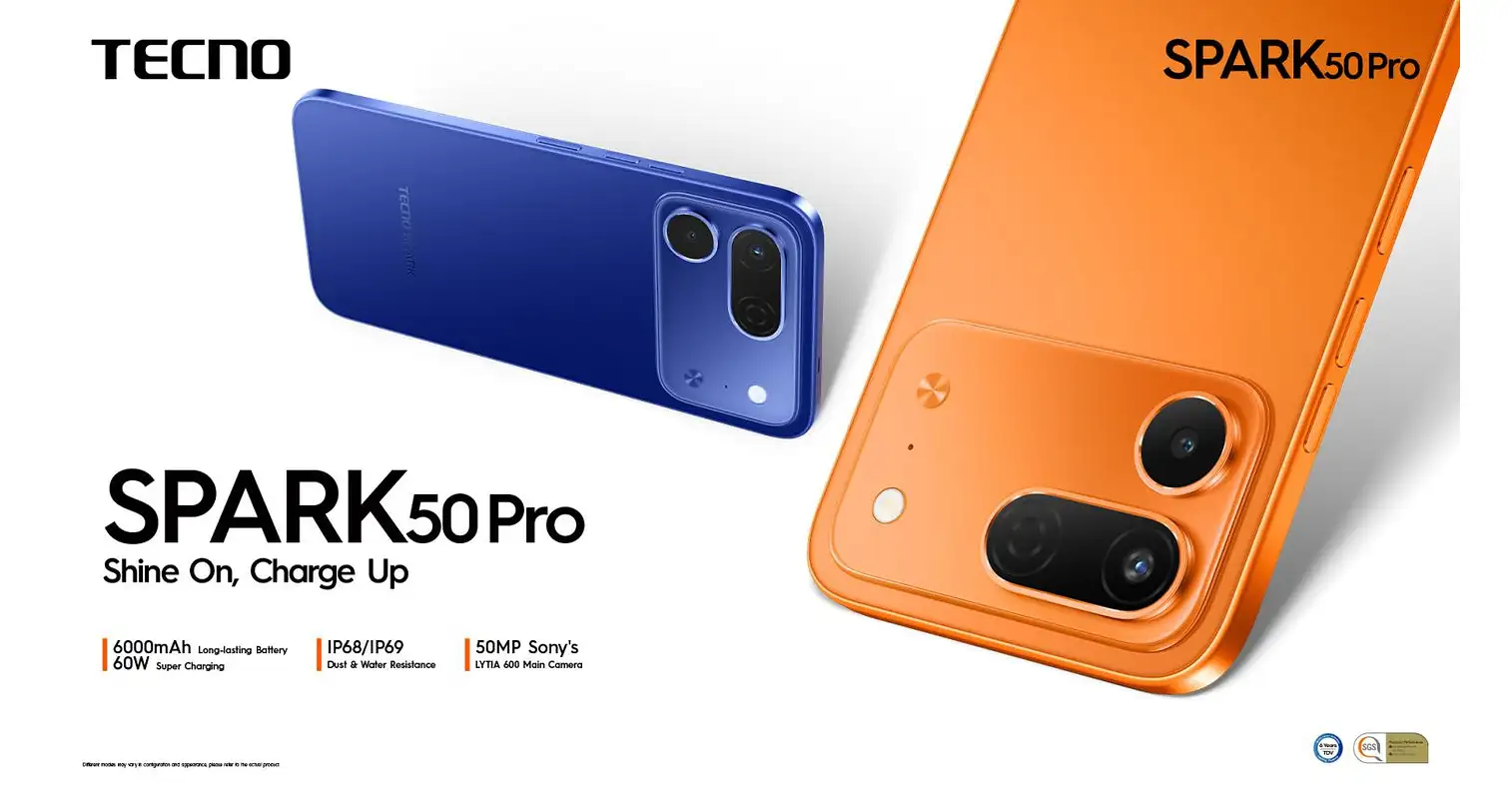 تکنو اسپارک ۵۰ پرو با طراحی مشابه آیفون، باتری 6000mAh و دوربین ۵۰ مگاپیکسلی سونی معرفی شد