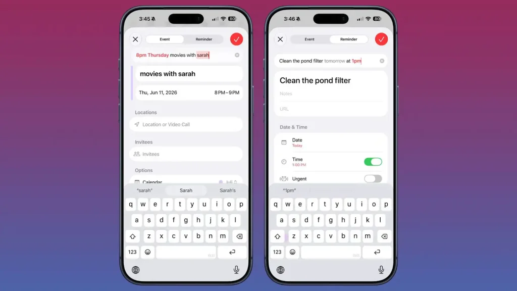 ساخت رویداد و یادآور در iOS 27 سریعتر و هوشمندتر شده است.