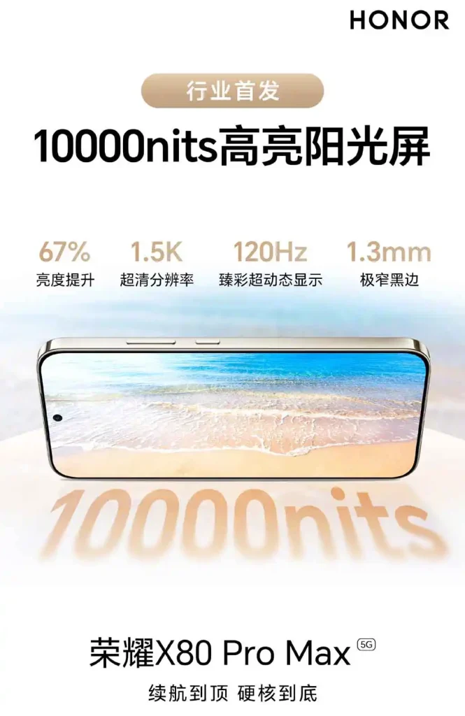 آنر X80 پرو مکس رسماً اولین گوشی جهان با روشنایی بیش‌از 10 هزار نیت شد.