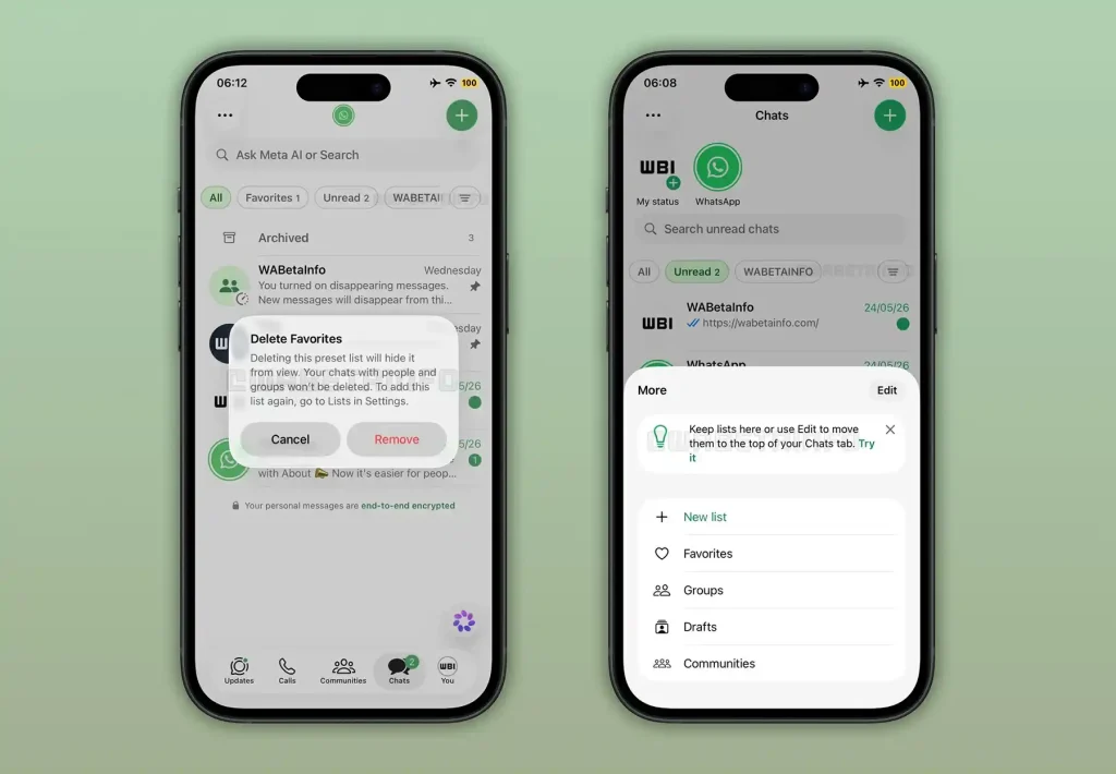 رابط کاربری جدید واتس اپ آیفون