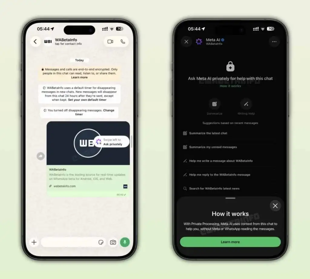 قابلیت Side Chat دسترسی به Meta AI را بدون ترک گفت‌وگو فراهم می‌کند.