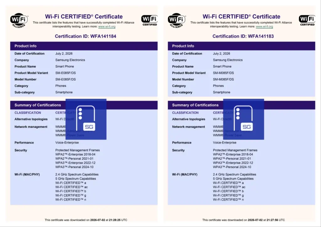 گلکسی M08 و گلکسی F08 در پایگاه داده Wi-Fi Alliance رؤیت شدند