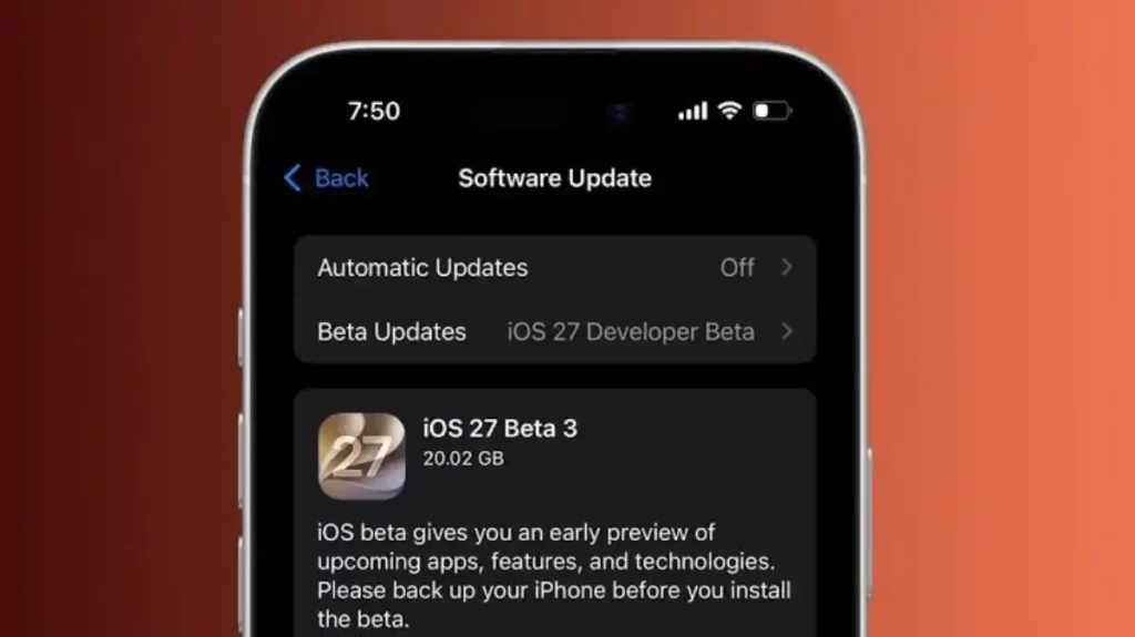 آپدیت iOS 27 Beta 3