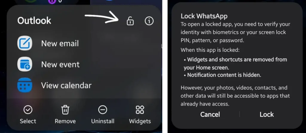 قابلیت App Lock برای قفلکردن اپلیکیشنها در One UI 9.5