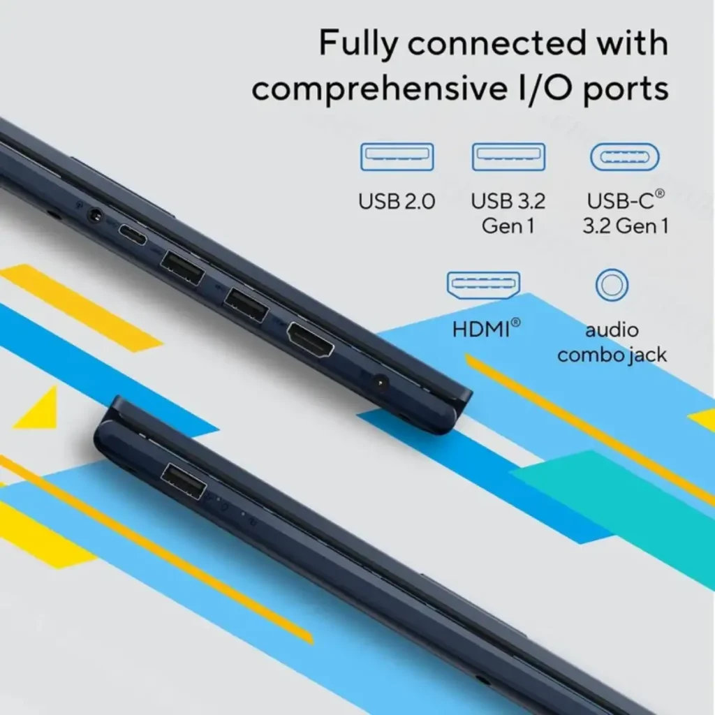 درگاههای متنوع ایسوس Vivobook 15 شامل USB-C، USB-A و HDMI