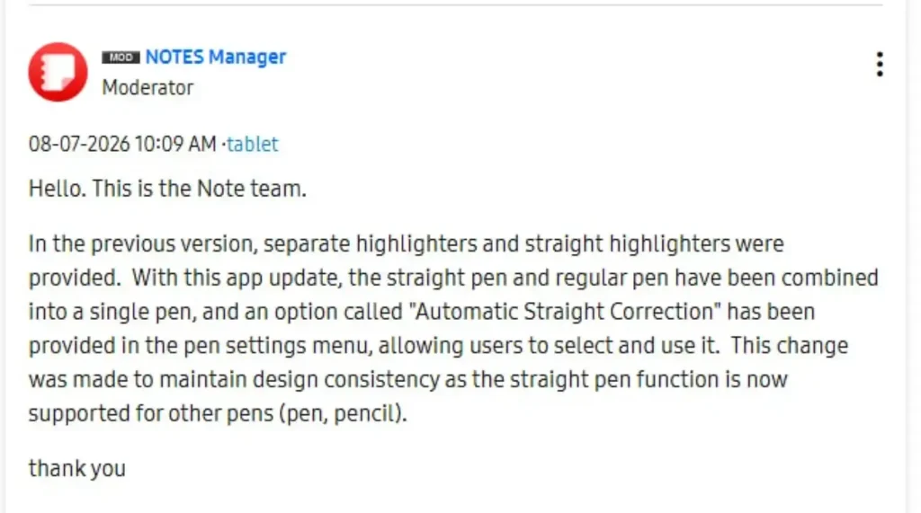 سامسونگ قابلیت رسم خط صاف را در نسخه جدید Samsung Notes به تنظیمات قلم منتقل کرده است.