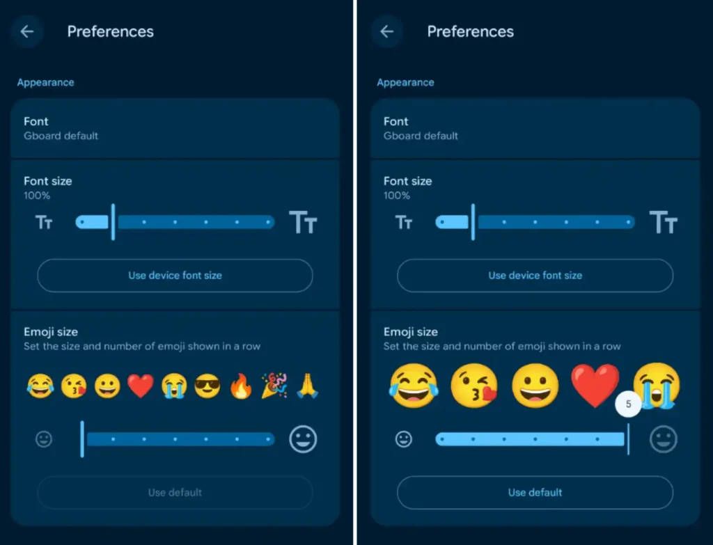 قابلیت جدید Gboard برای تغییر اندازه ایموجیها