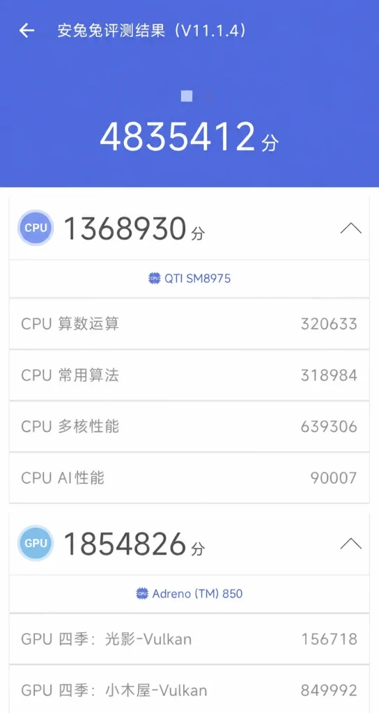 نتایج بنچمارک AnTuTu تراشه Snapdragon 8 Elite Extreme Gen 6