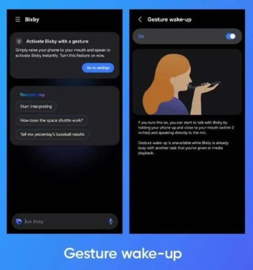 فعالسازی بیکسبی با ژست حرکتی در One UI 9