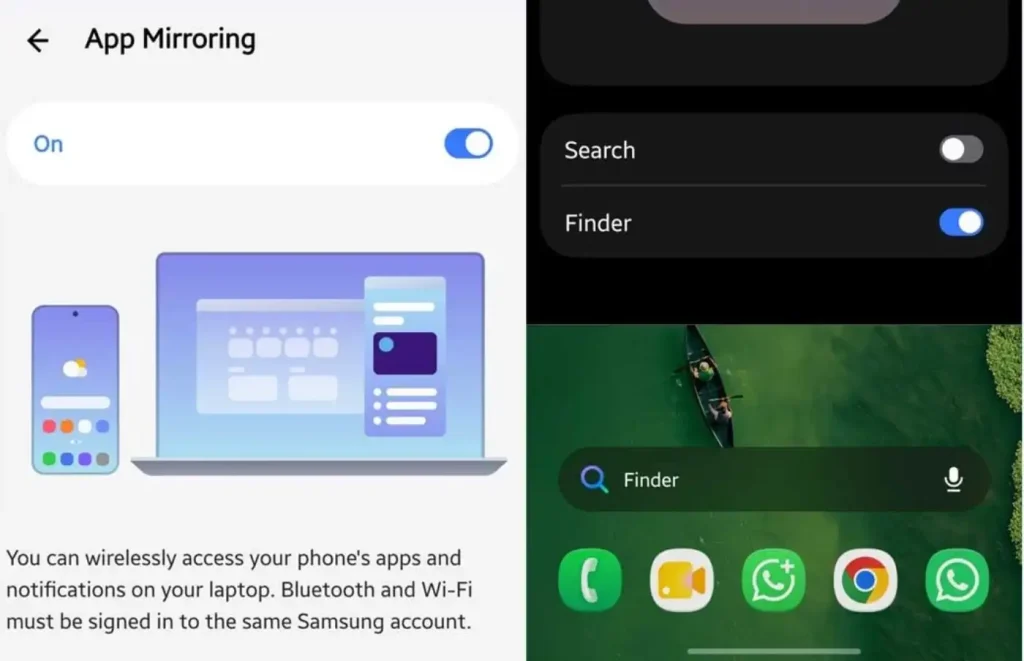 One UI 9.5 با قابلیت App Mirroring و طراحی جدید Search و Finder تجربه یکپارچه‌تری ارائه می‌دهد.