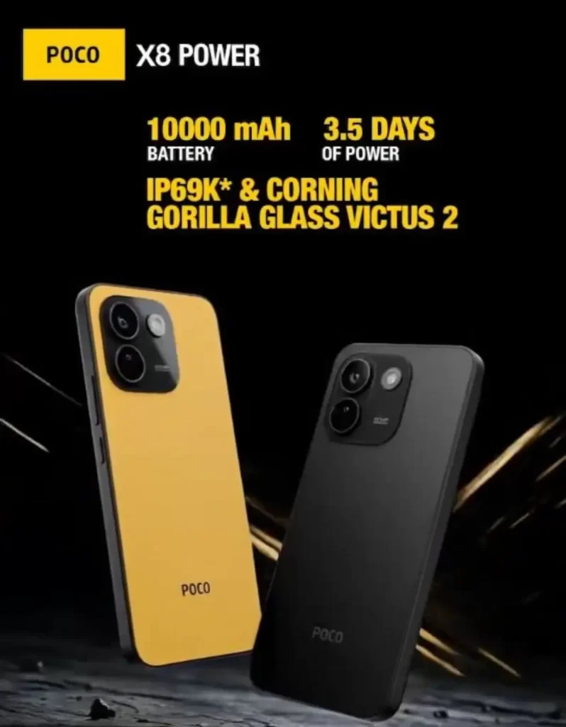 محافظ Gorilla Glass Victus 2 از نمایشگر ۱۲۰ هرتزی پوکو X8 پاور محافظت میکند.
