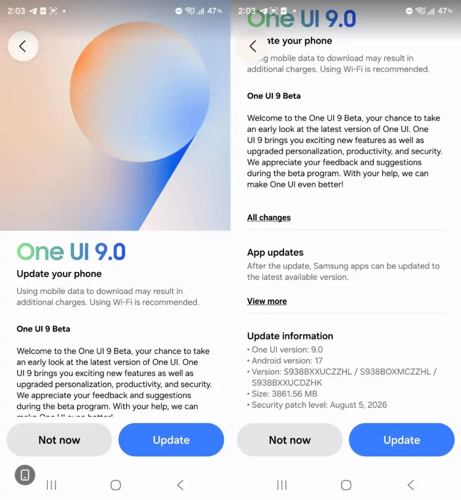 سامسونگ اولین آپدیت بتای One UI 9 را برای سری گلکسی S25 منتشر کرد.