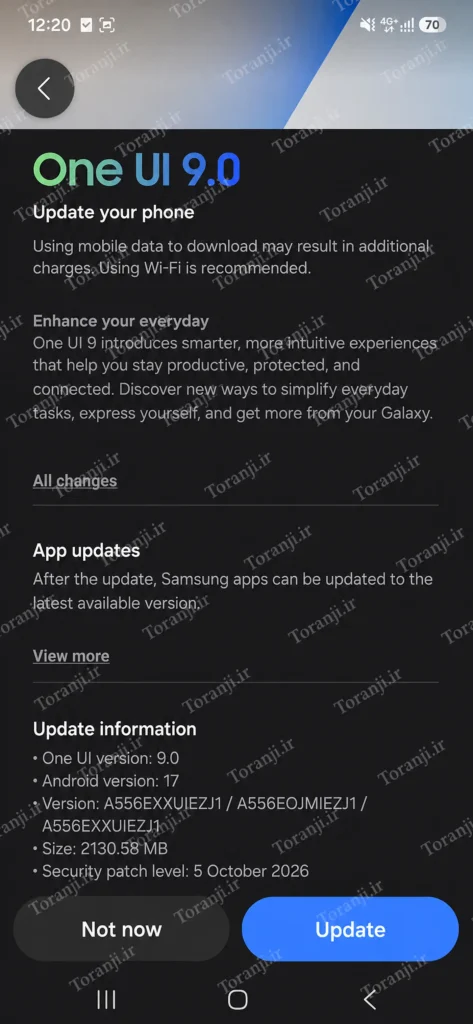 انتشار آپدیت One UI 9 گلکسی A55 در ایران