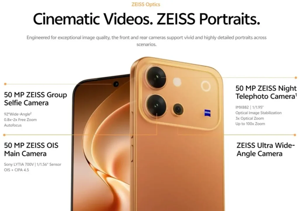 دوربین سهگانه Zeiss در قاب پشتی ویوو V80