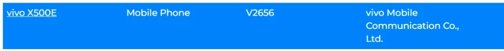 Vivo X500e در فهرست بلوتوث SIG